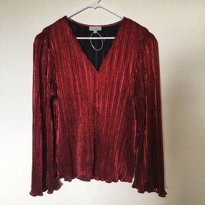 Chenault women's V-neck long sleeve plisse blouse. Size XL. NWOT.